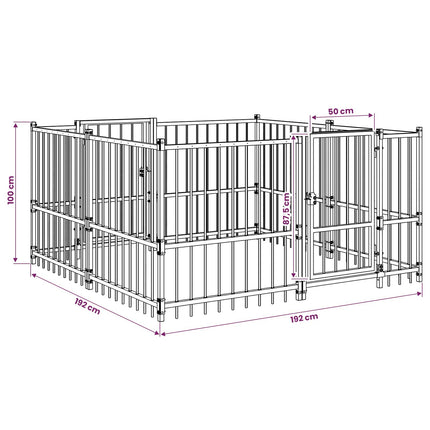 Utomhus Hund Playpen Svart 192 x 192 x 100 cm Stål