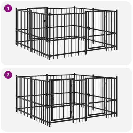 Utomhus Hund Playpen Svart 192 x 192 x 100 cm Stål