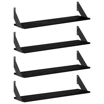 Vägg hyllor 4 st Svart ek 80 x 20 x 17 cm