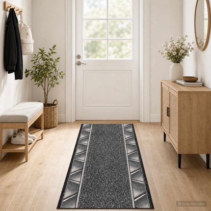 Runner-matta FLORNES Vävd Grå Zigzag 80 x 200 cm PP 7 mm