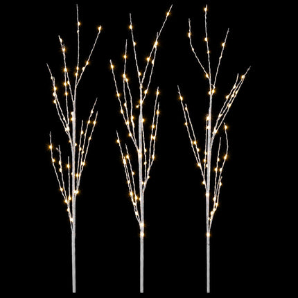 LED-koppargrenar för juldekoration 3 st Vit 62 cm Stål