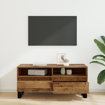 TV-skåp med låda Gammalt trä 100 x 34,5 x 44,5 cm