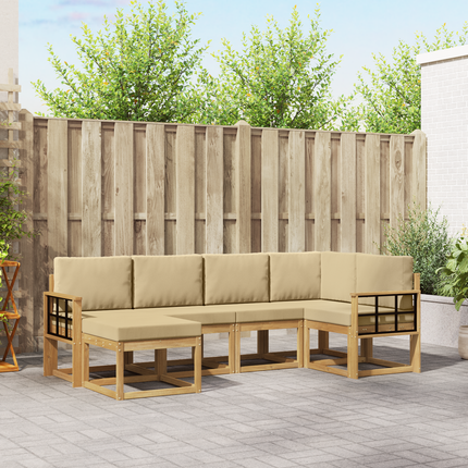 Utomhussoffset 6 st Vit och Beige Polyester