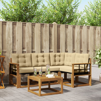 Utomhussoffset 5 st Naturlig och Beige