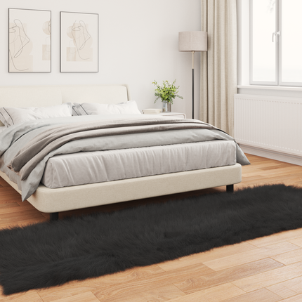Fuskfäll matta TAFALLA Svart 80 x 250 cm Polyester