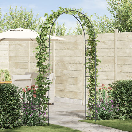Trädgårdsbåge Blommor Svart 115 x 37 x 231 cm