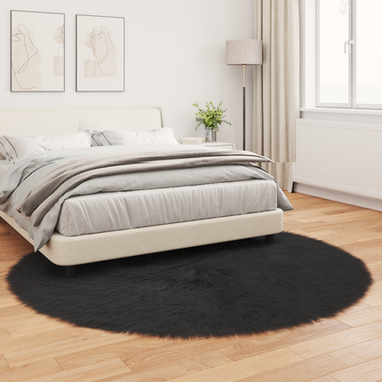 Fuskfäll matta TAFALLA Svart Ø 200 cm Polyester