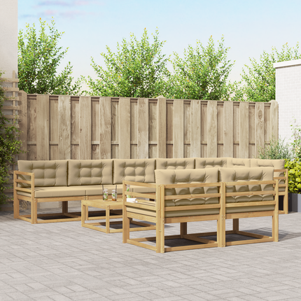Utomhussoffset 9 st Vit och Beige Polyester
