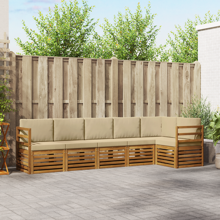 Utomhussoffset 6 st Naturlig och Beige Polyester