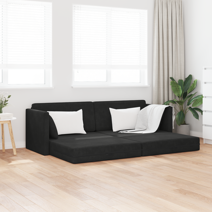 Golvbäddsoffa Svart 213 x 70 x 77 cm Sammet