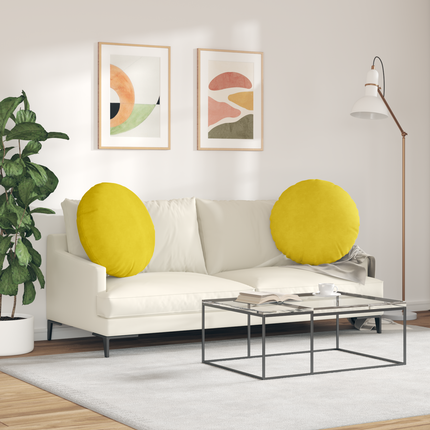 Sittkuddar 2 st Sammet Gul Ø 80 x 29 cm