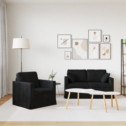Soffset 2 st Svart Sammet