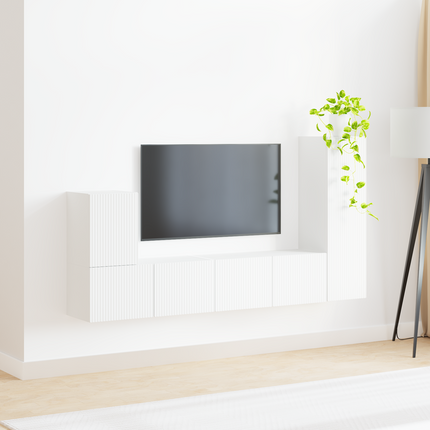 TV-bänkset 3 st Vit Konstruerat trä