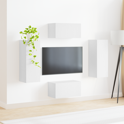 TV-bänkset 2 st Vit Konstruerat trä