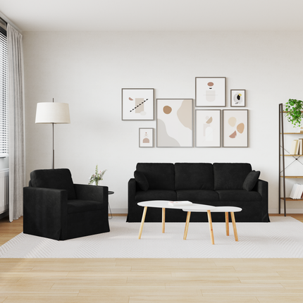 Soffset 2 st Svart Sammet