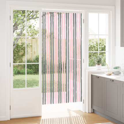 Insektsgardin Chenille Silvergrå och rosa 90 x 200 cm 100% PP