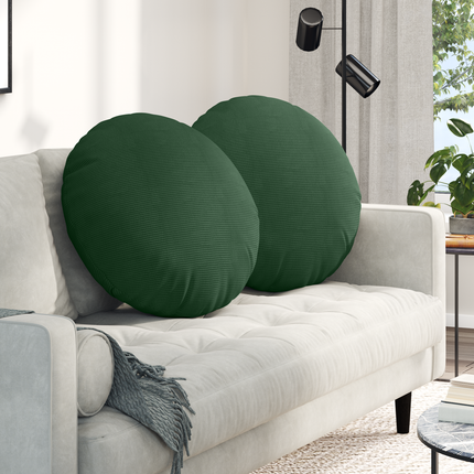 Sittkuddar 2 st Kordread tyg Mörkgrön Ø 80 cm