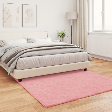 Halkfri matta i konstgjord kaninfäll OLITE Rosa 120 x 120 cm