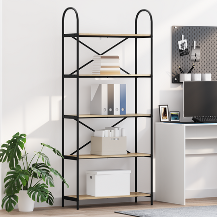 Hyllsystem 5 nivåer 80 x 30 x 183 cm Konstruerat trä Sonoma-ek