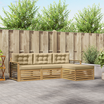 Utomhussoffset 4 st Vit och Beige Polyester
