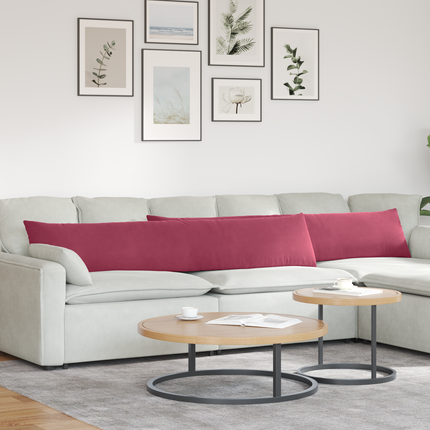 Sofakuddar 2 pcs Vinröd 200 x 40 cm Kordread tyg