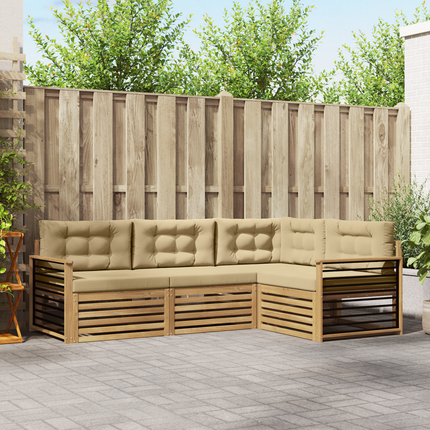 Utomhussoffset 5 st Vit och Beige Polyester
