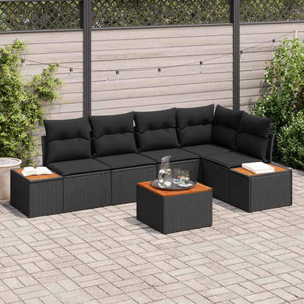 Trädgårdsoffset 5 st 5-Antal sittplatser Svart Poly rattan