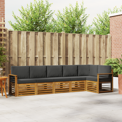 Utomhussoffset 6 st Naturlig och Antracit Polyester