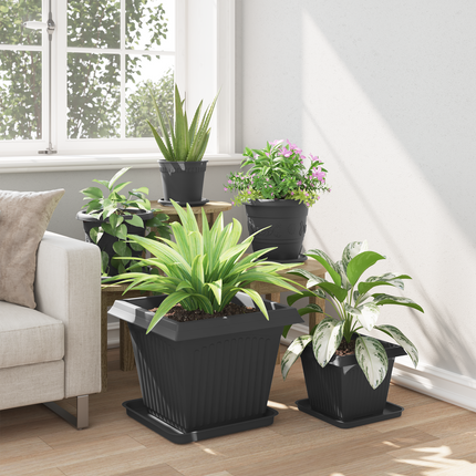 Kvadratisk Blomkruka 6 st Svart 43 x 43 x 33,5 cm Plast
