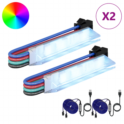 LED Band 2 st Svart och multicolor Koppar och plast