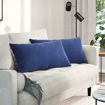 Sofakuddar 2 pcs Polisblå 80 x 40 cm Kordread tyg