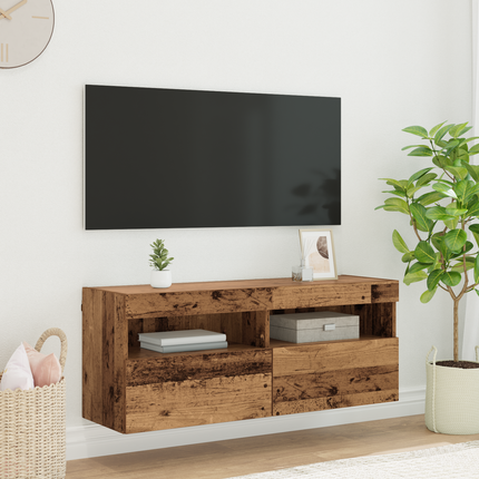 TV Vägghylla 100 x 30 x 40 cm Gammalt trä Konstruerat trä
