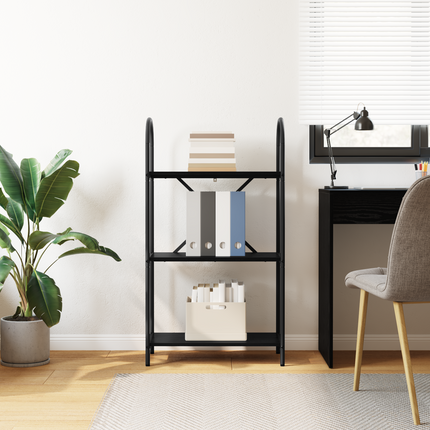 Hyllsystem 3 nivåer 60 x 30 x 109 cm Konstruerat trä Svart Ek