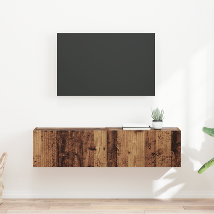 TV Vägghylla 2 st Gammalt trä Konstruerat trä