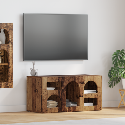 TV-skåp ELST 80 x 35 x 40 cm Gammalt trä Konstruerat trä