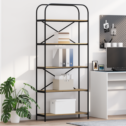 Hyllsystem 5 nivåer 80 x 30 x 183 cm Konstruerat trä Artisan Ek
