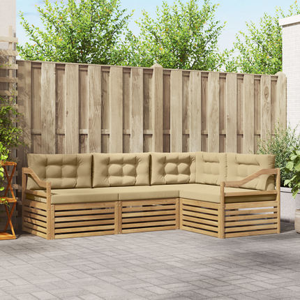 Utomhussoffset 4 st Vit och Beige Polyester