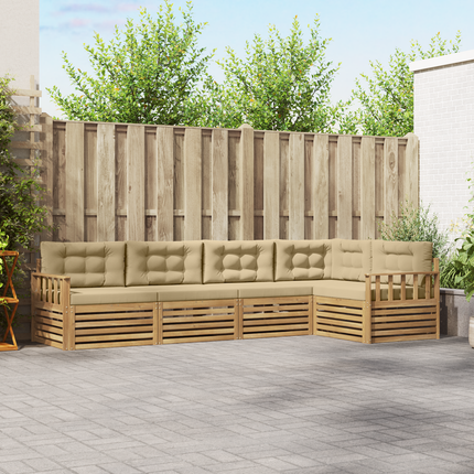Utomhussoffset 6 st Vit och Beige Polyester