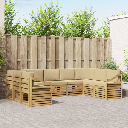Utomhussoffset 9 st Vit och Beige Polyester