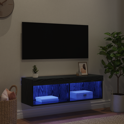 TV Vägghylla 100 x 30 x 30 cm Svart Ek Konstruerat trä