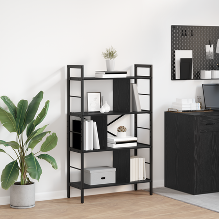 Hyllsystem 7 nivåer 75 x 30 x 123,5 cm Konstruerat trä Svart Ek