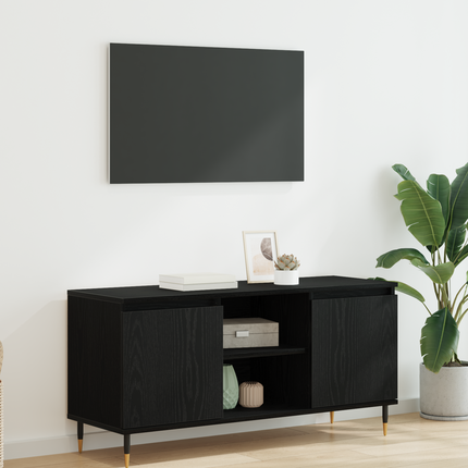 TV-skåp 104 x 35 x 50 cm Svart Ek Konstruerat trä