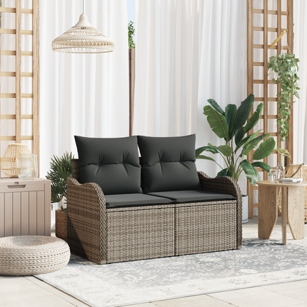 Trädgårdsoffa med kudde Grå 121 x 62 x 69cm konstrotting