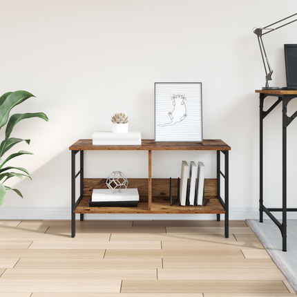 Hyllsystem 2 nivåer 82 x 32 x 47 cm Konstruerat trä Gammalt trä