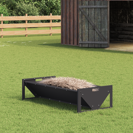 Fodertrog för boskap Svart 108 x 50 x 28 cm Kallvalsat Stål