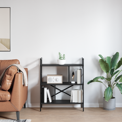Hyllsystem 5 nivåer 75 x 30 x 91 cm Konstruerat trä Svart Ek