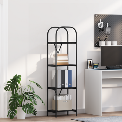 Hyllsystem 4 nivåer 40 x 30 x 146 cm Konstruerat trä Svart Ek
