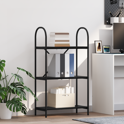 Hyllsystem 3 nivåer 60 x 30 x 109 cm Konstruerat trä Svart Ek
