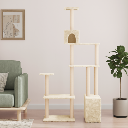 Kattträd med sisal klöspelare Gräddvit 177,5 cm