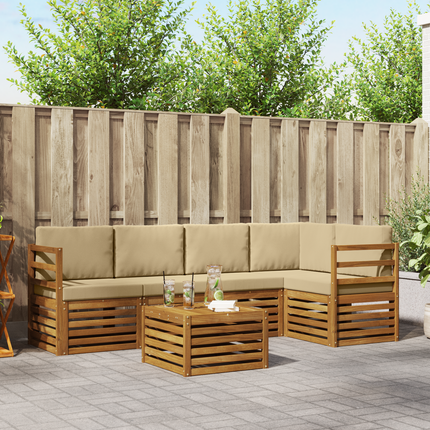 Utomhussoffset 6 st Naturlig och Beige Polyester